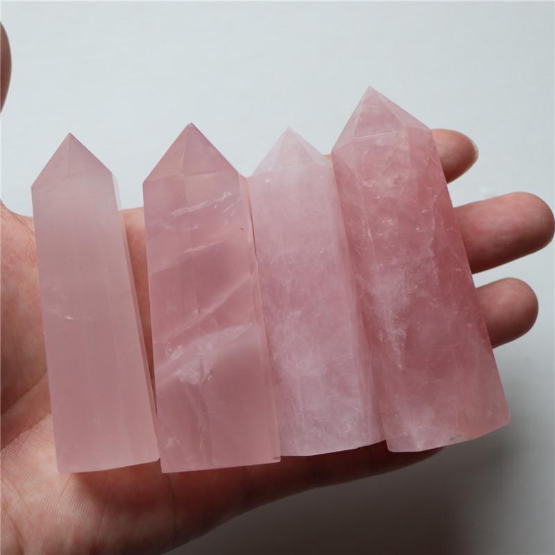 Polished Pink Hexagonal Crystal Single Point Column