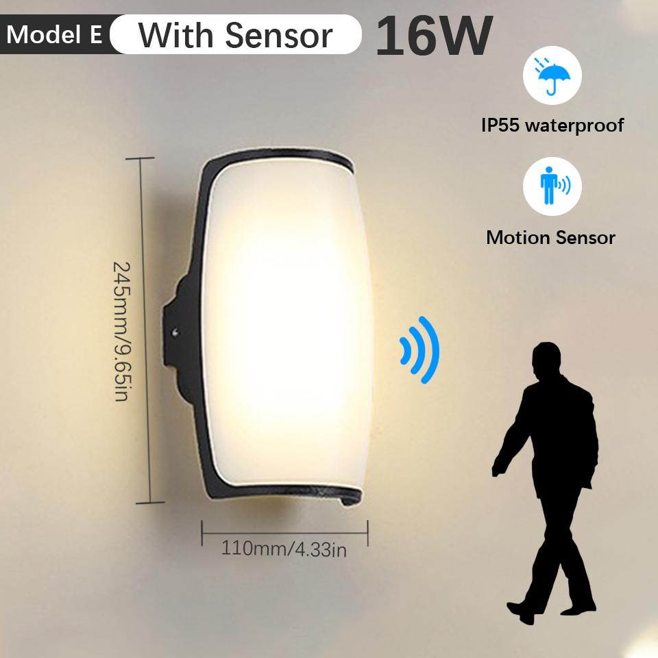 LED Wall Light Motion Sensor Indoor Outdoor AC85-265V ABS Waterproof Led Lights Home Appliance For Garden Living Room Decoration