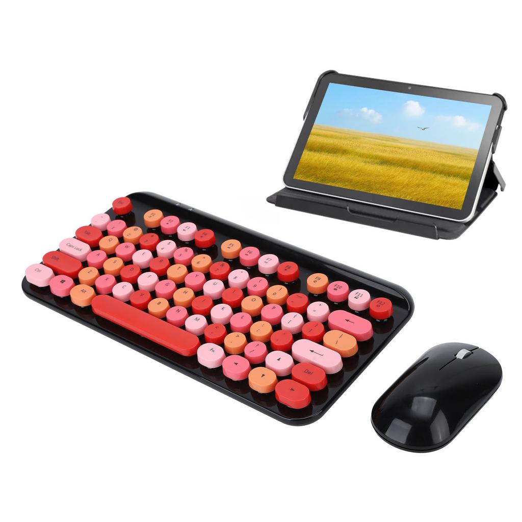 USB Keyboard Mouse 2.4GHz Wireless Ergonomic Retro 75 Keys Full Size Gaming Keyboard Mouse Set for Computer Laptop