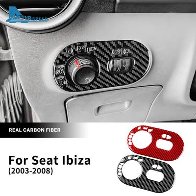 Real Soft Carbon Fiber Sticker For Ibiza 6l 2003 2004 2005 2006 2007 2008 LHD Car Headlight Switch Frame Panel Accessories