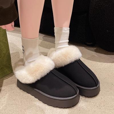 Damskie Buty 2024 Nowe Rękaw Damskie Kozaki Zimowe Okrągły Nosek Pluszowy Polar dla Ciepła Jednolite Platforma Wygodne Śniegowce