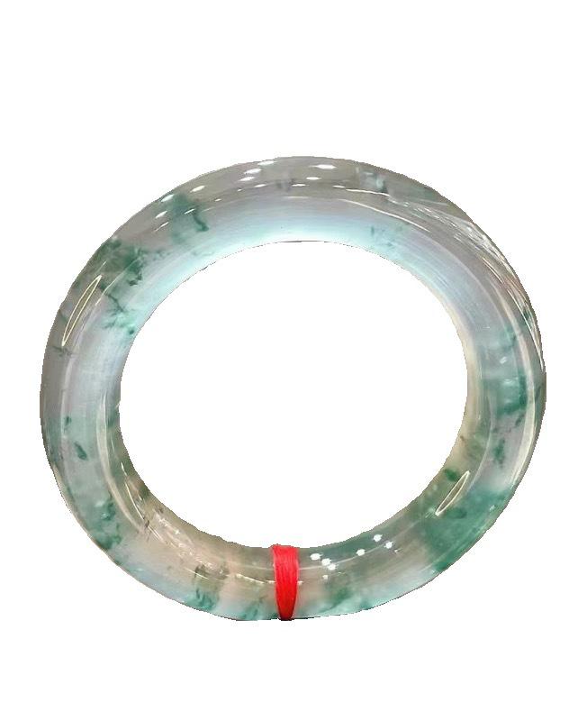 High-Quality Jadeite Bracelet with Floating Green Flower Design 55mm