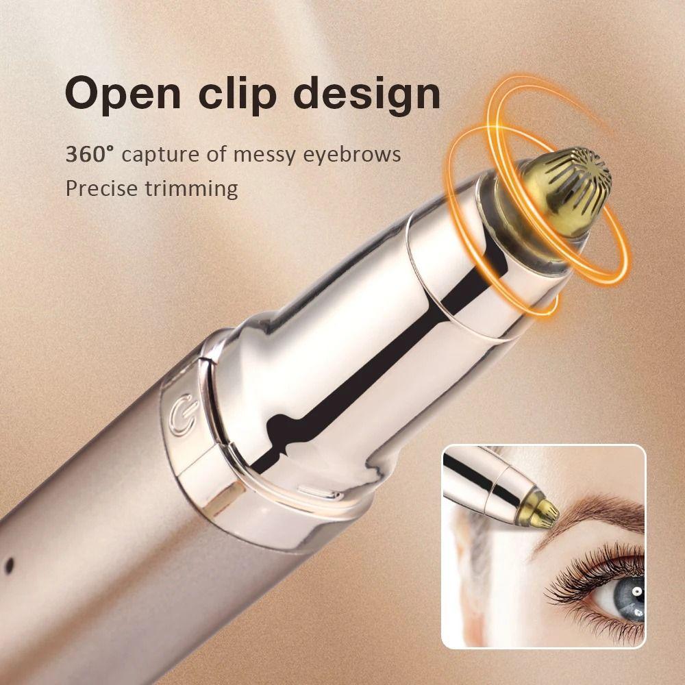 Dual Head Electric Eyebrow Shaver Two-Gear Temperature Adjustment 2 in1 Eyelash Clip  Makeup Tool