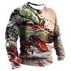 Men's Spring And Autumn Personality Retro Animal Wolf 3d Printed Round Neck Long Sleeve T-Shirt Casual Loose Breathable Jumper