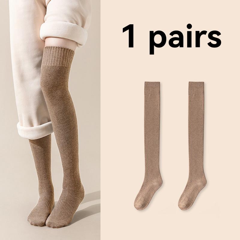 Women Soft Wool Long Socks Autumn Winter Cashmere Solid Knitted Stocking Skinny Casual Knee High Warm Thicken Girls Socks Medias