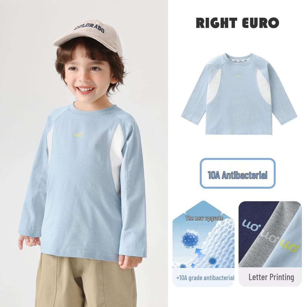 2026 Trendy Boys' Pure Cotton Long-Sleeve T-Shirt for Spring and Fall