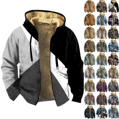 Herren-Retro-Druckjacke, Herren-Frühlings- und Herbst-Casual-Trend-Reißverschluss-Kapuzenjacke
