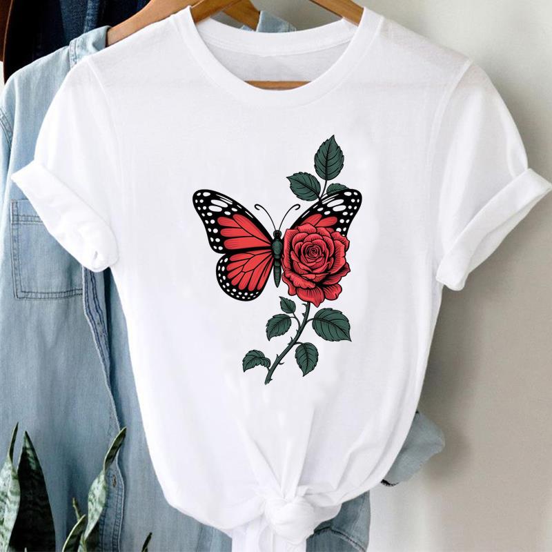 (Asian Size) Printed Female Clothing Women Tee Letter Cute 90s Sweet Lady  T Shirt  Casual Fashion Top Graphic Short Sleeve T-shirts