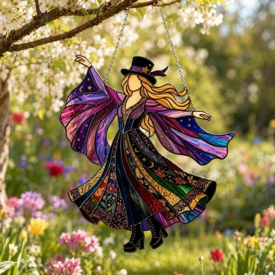 Cattura Sole Ballerina, Girandola in Vetro Colorato Fatta a Mano, Cattura Luce Solare da Appendere Boho per Finestra Giardino Portico Decorazione