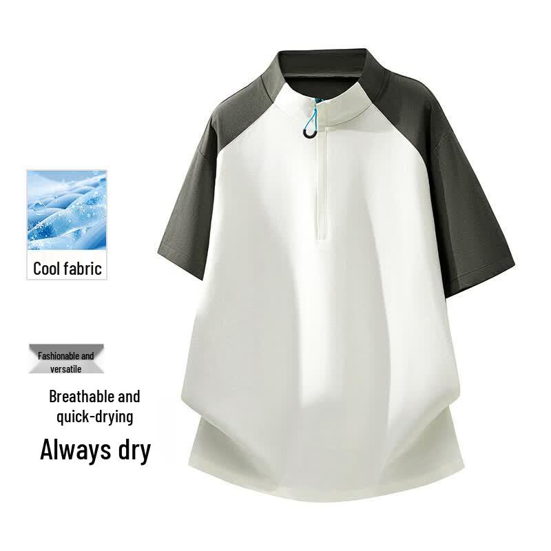 MEDE Men s Color-block Half-Zip Sport T-Shirt XL