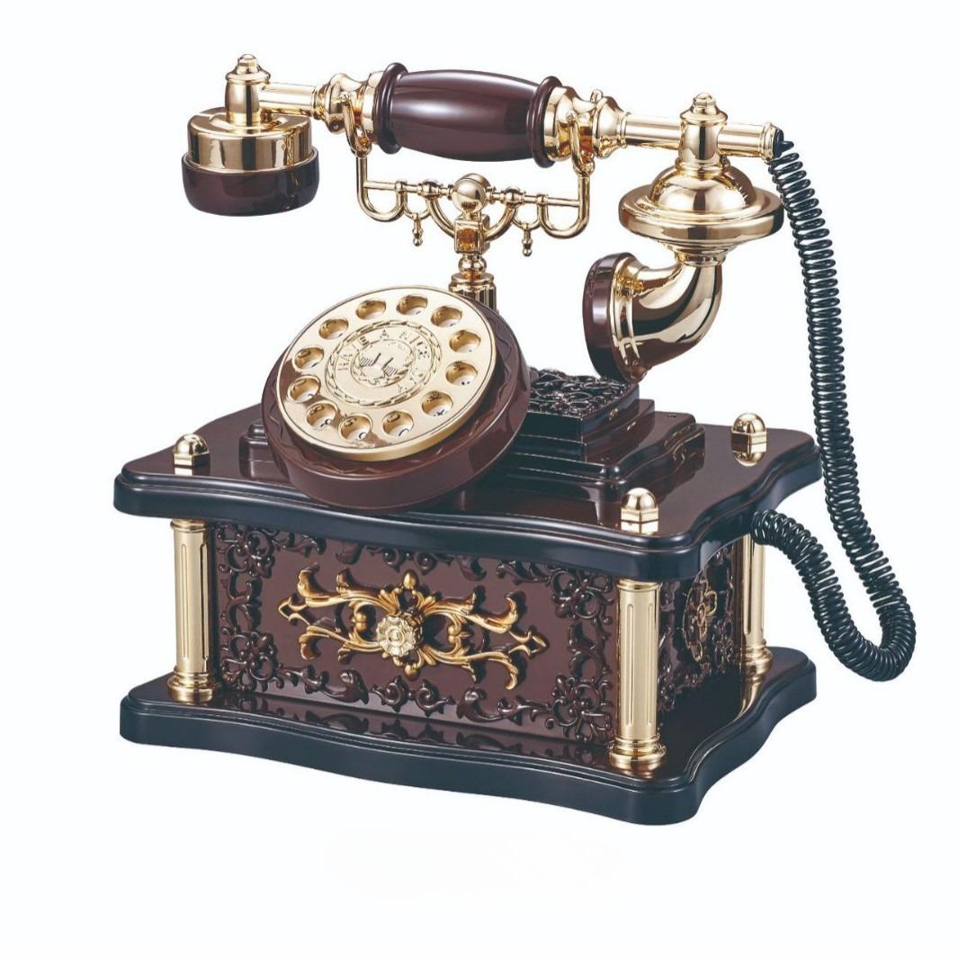 

Vintage Rotary Telephone Music Box with 8 Melodies Non-Electric Wind-Up Mechanism Home Office Retro Decor Birthday Gift for Him коричневий