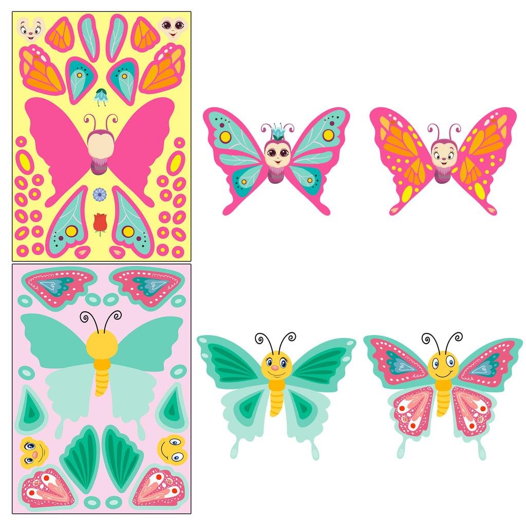 6 Packs Of Decorative Butterfly Face Stickers For Children'S Butterfly Diy Puzzle Stickers