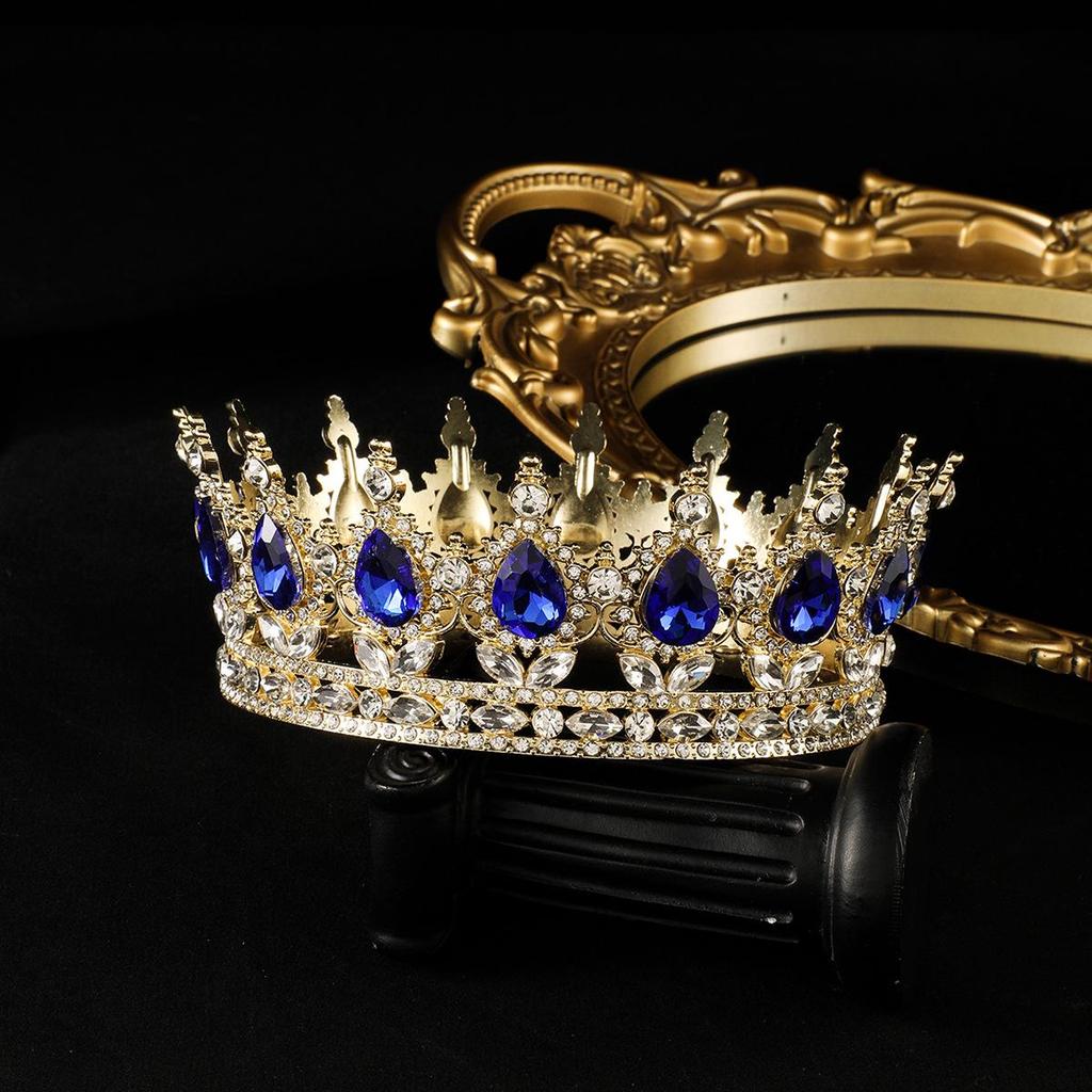 European-American Queen Crystal Alloy Round Crown Wedding Headdress