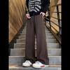 Unisex Retro Jacquard Corduroy Straight-Leg Wide Sweatpants - Autumn/Winter Student Style