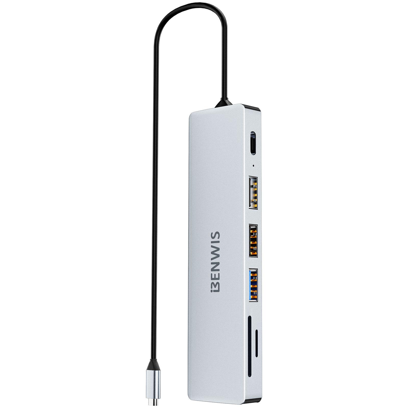 

BENWIS MP-HUB-2 7-in-1 Hub Adapter Type-C to PD 100W+USB2.0x2+USB3.0+TF/SDXC+HD 4K 30Hz As Shown A