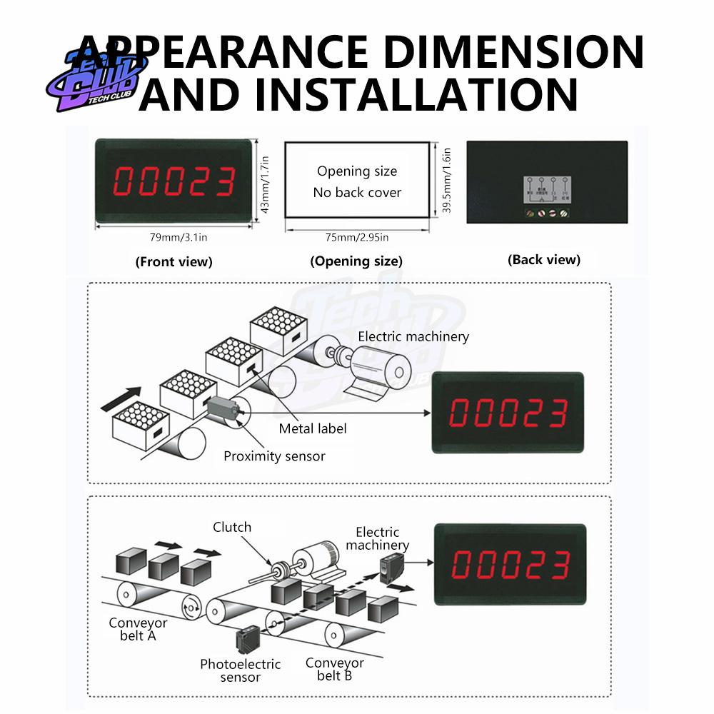 RS5135 DC 12-24V Red 5 Digit 0.56" LED Panel Counter Meter Up Plus Totalizer 0-99999 Measuring Tool 1