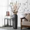 Black Zen-Style Ceramic Floor Vase for Dried Flowers - Retro Terracotta Ornament