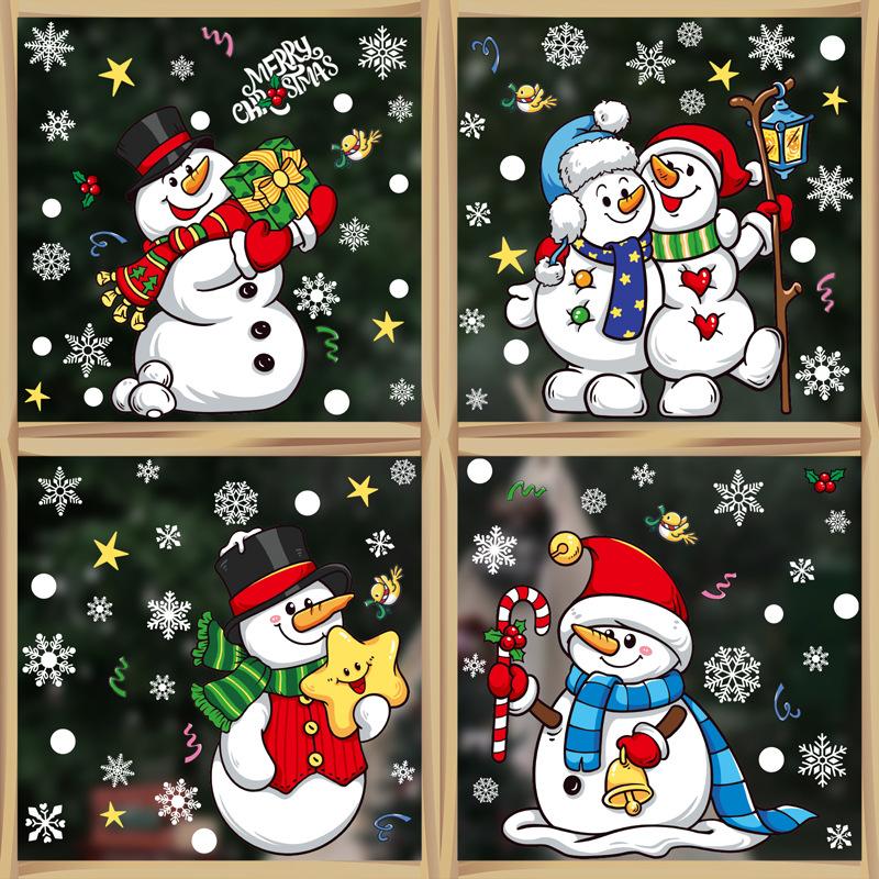 

Home Decoration Christmas Combination Glass Sticker Snowflake Santa Claus Store Window Sticker New Year Christmas Decoration