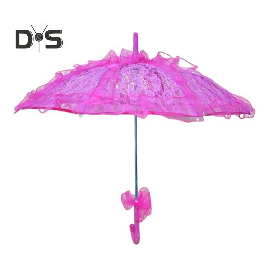 Vintage Lace Embroidery Umbrella Long Handle Lightweight Decorative Umbrella Wedding Party Bridal Dance Stage Performance Parasol Photography Props