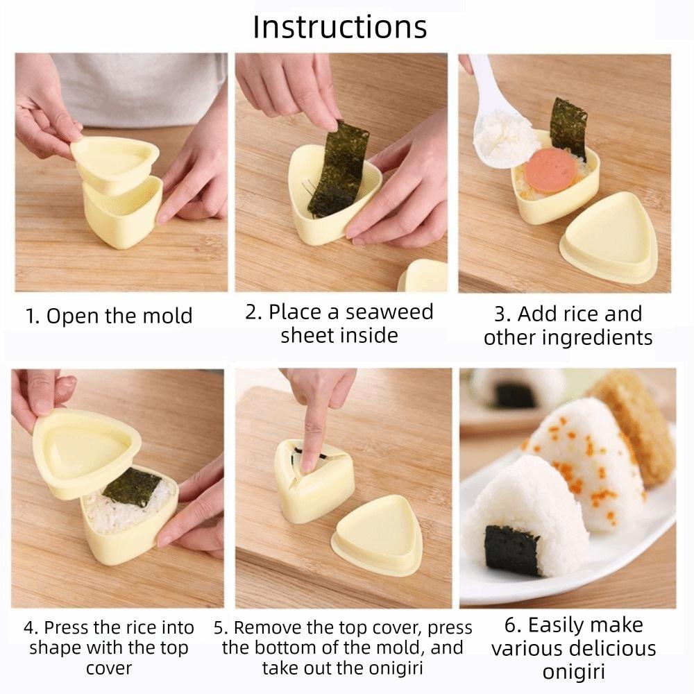 3Pcs/Set Triangular Sushi Maker Plastic Onigiri Rice Ball Set Convenient Rice Ball Mold DIY