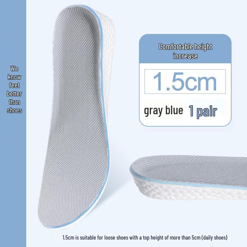 Boost Popcorn Height-Increasing Insoles for Men & Women - Breathable, Sweat-Absorbent, Flexible, Soft, Lightweight Sports Inner Height Enhance Pad