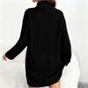 Women's Loose And Comfortable Warm Ribbed High-Neck And Long Sleeve Dress