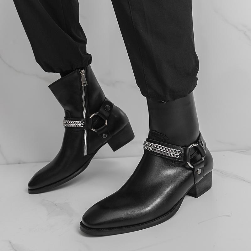 Fashion Fashionable High-end Men's Chelsea Boots Street Style High Top Motorcycle Boots High-quality Non Slip Sole Outdoor Walking Boots