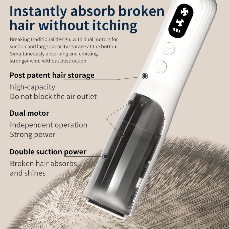 Baby automatic hair clipper, children's specific hair clipper with 2-level suction/rounded ceramic blade/washable blade/1-2 hour battery life