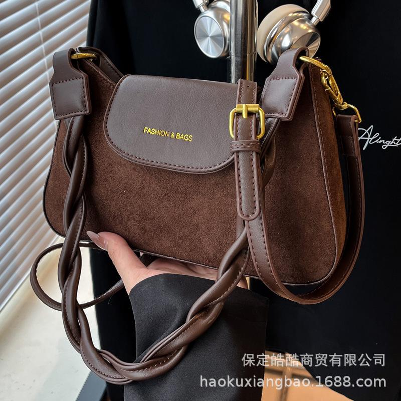 Suede Bag Women's 2025 New Trendy Autumn and Winter High-end Underarm Bag Retro Shoulder Bag Commuter Messenger Bag