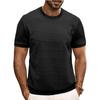 Fashionable Men's Short-sleeved T-shirt Jacquard Sweater Round Neck Striped Solid Color Versatile Casual Pullover Top
