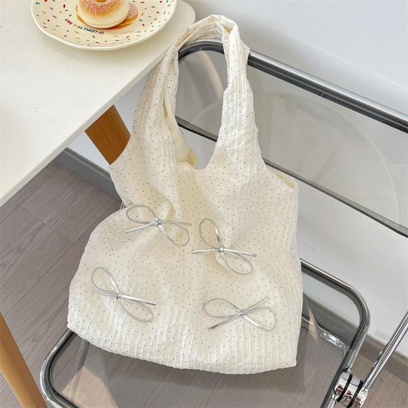 

1 High-value polka dot bow gentle shoulder armpit bag lazy wind handbag large-capacity vest bag