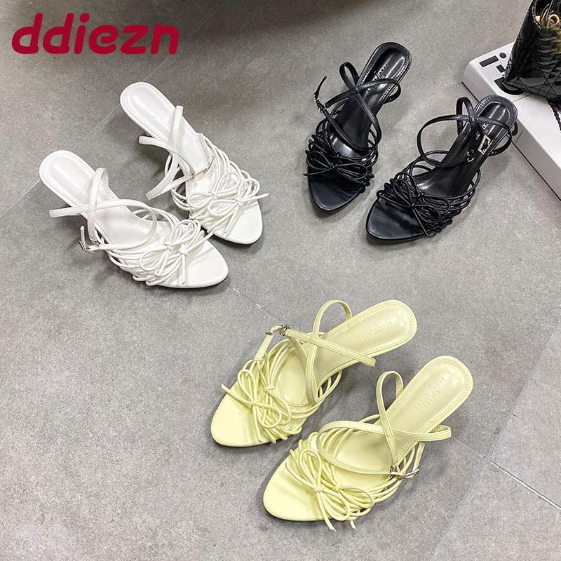 Fashion Female Ankle Buckle Footwear Party Sexy Ladies High Heels Pumps Shoes Fashion Toe  Butterfly-Knot Women Thin Heels Shoes