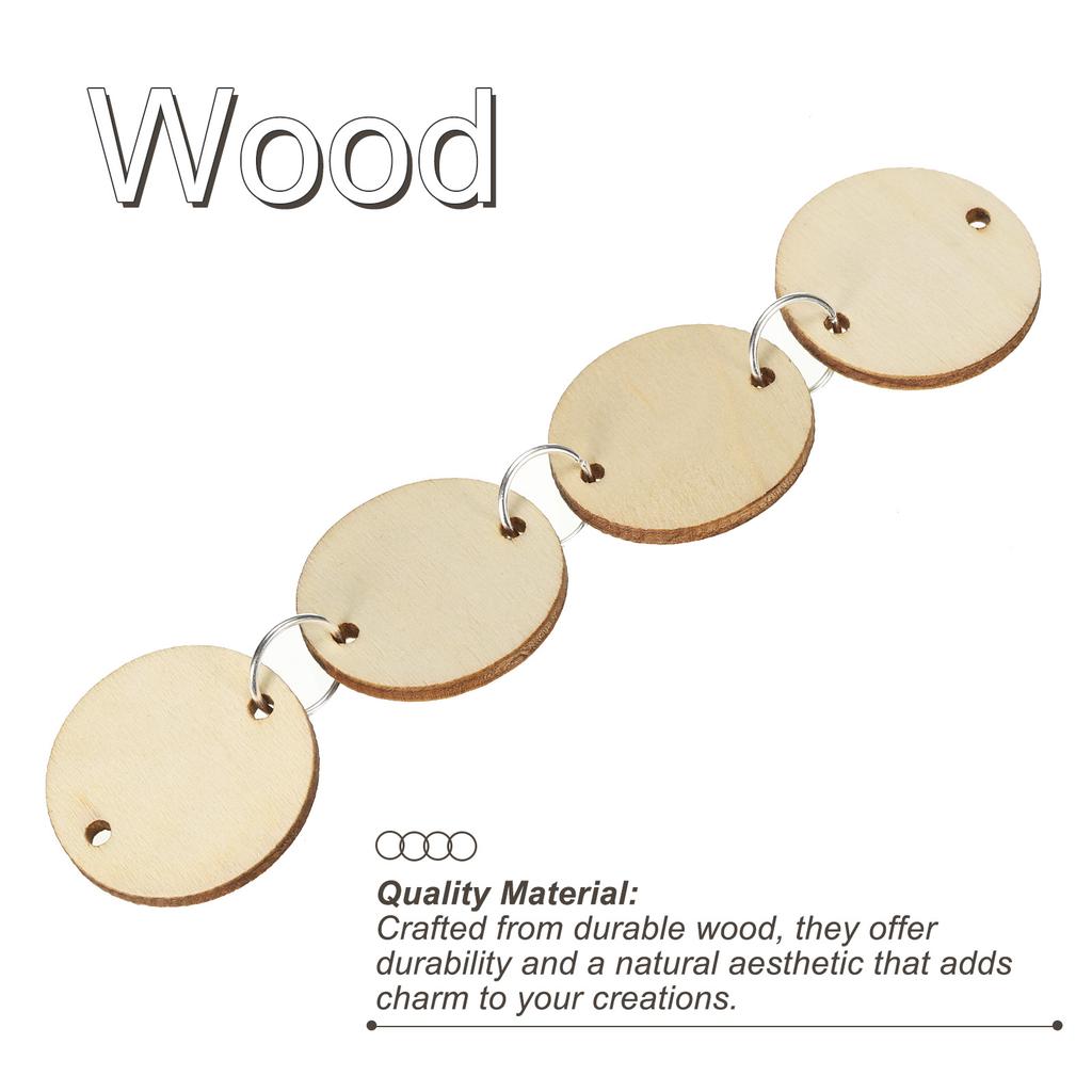 Wood Circles 100 Pack Round Wooden Discs with Holes and Rings Unfinished Wooden Circles Blank Wood Rounds for Crafts Board Tags
