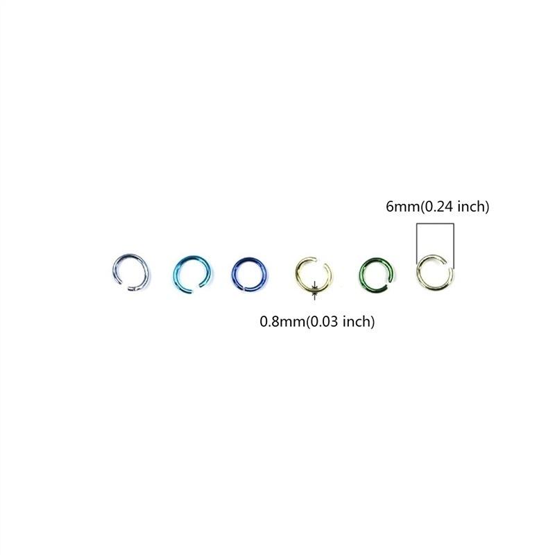 1080 szt./pudełko Mieszany kolor 6x0,8mm Drut aluminiowy Pojedyncze kółka rozdzielne Otwierane kółka do wyrobu biżuterii