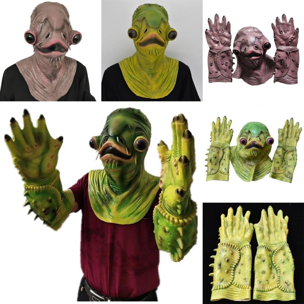 Halloween Latex Fish Monster Mask With Gloves For Costume Role Play And Horror Events