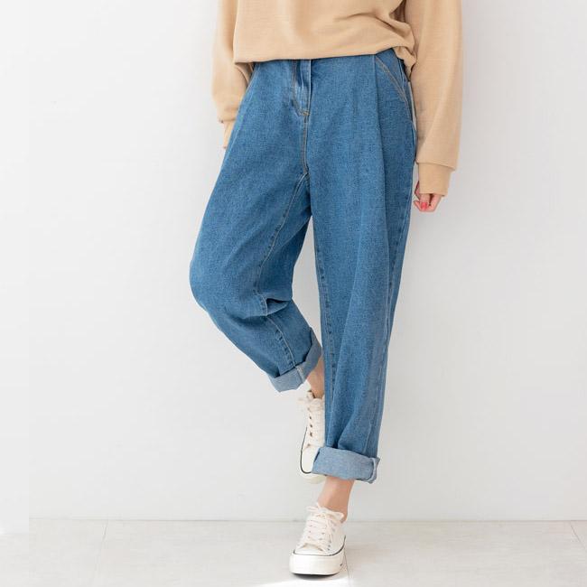 [Korean Fashion] Women's Baggy Elastic Waist Jeans