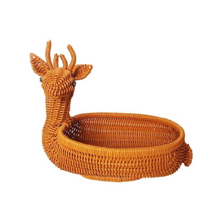 Charm Deer Shape Handwoven Bin Craft Of Sturdy PP Materials Great For Home And Kitchen Use