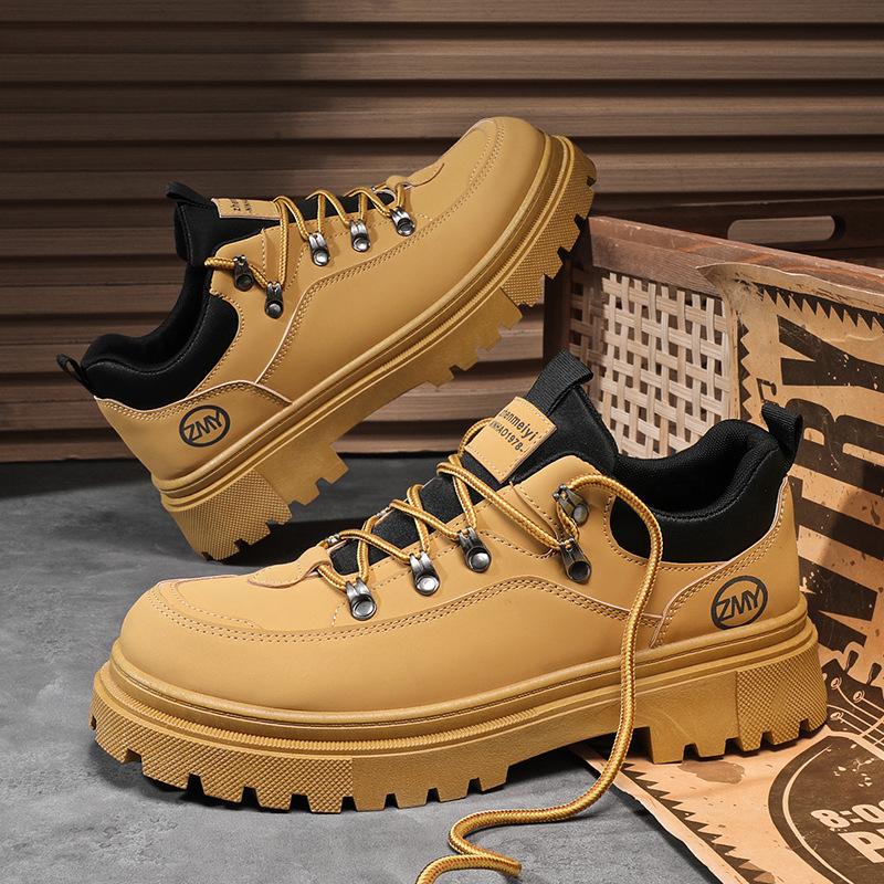 2024 Winter Outdoor Rhubarb Boots Labor Insurance Tooling Boots New Trendy Fashion Men's Boots British Fleece Martin Boots