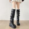 Black British Style But Knee Thick Heel Platform Boots Women's 2025 New Autumn Height-increasing and Thin Retro Boots