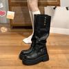 Thick-soled boots children spring and summer new small versatile and thin pile