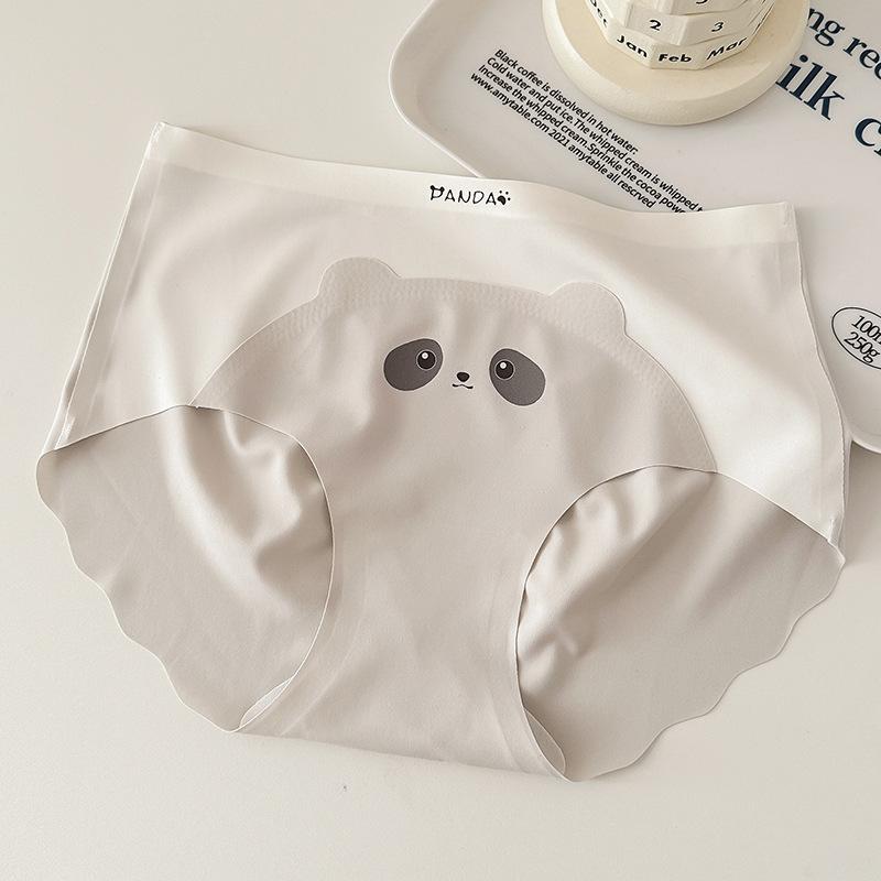 

Женские трусы, нижнее белье из ледяного шелка с милой пандой, тонкие бесшовные быстросохнущие дышащие трусики с подтяжкой бедер M