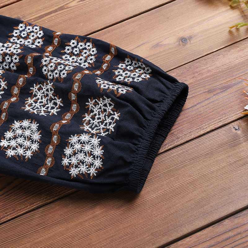 2022 Podzim Elegantní Dámská Ležérní Košile s Květinovou Výšivkou a Lucernovými Rukávy