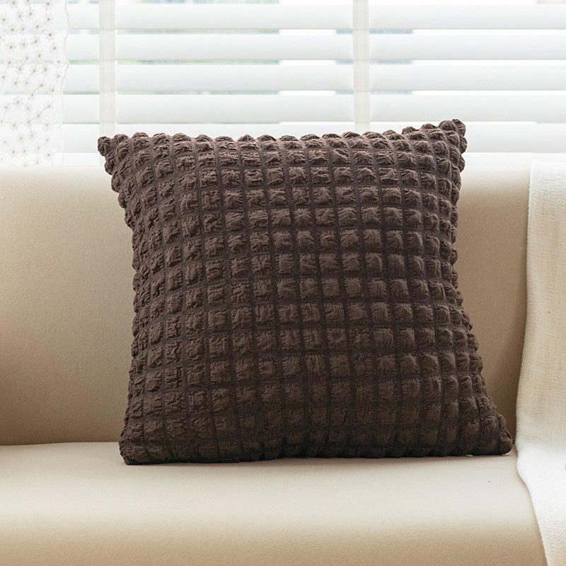 Cream Style Pillow Home Sofa Cushion Ins Simple Solid Color Elastic Puff Plaid Pillow Cover Bedside Pillow