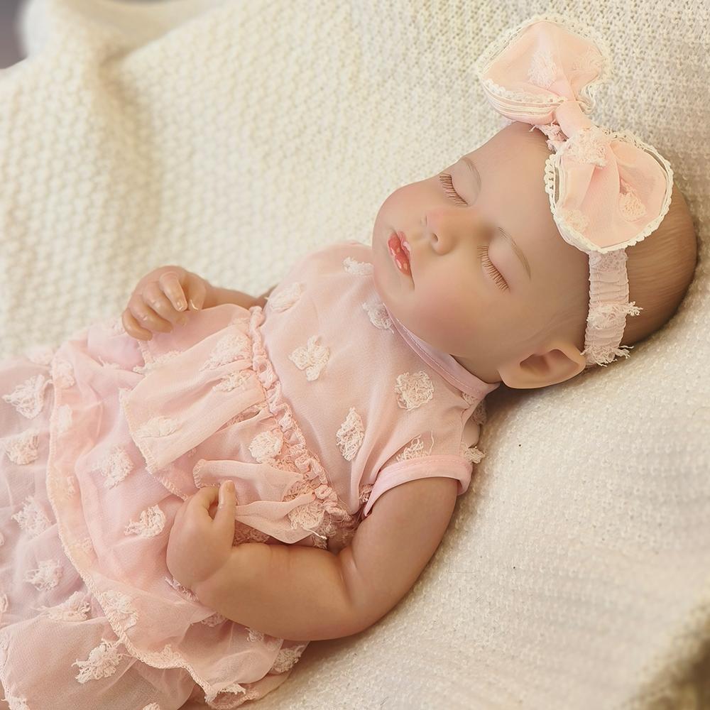 Bambole per Bambole Neonate da 48CM LOULOU Reborn Silicone Morbido Flessibile Tonalità Pelle 3D con Vene Visibili Capelli Dipinti a Mano Giocattolo Bambola