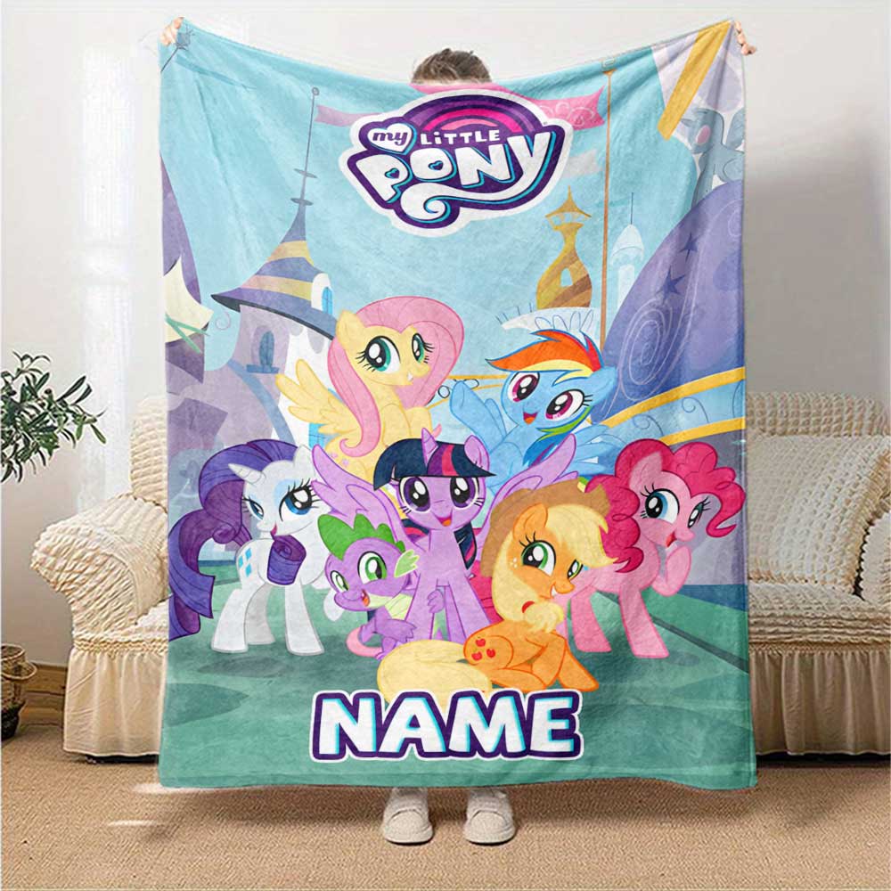 Little Pony (16) Personalized Name Blanket Gift Customizable Blanket Durable Comfort for Picnics Home Decor Nap Office Chair for All Occasions