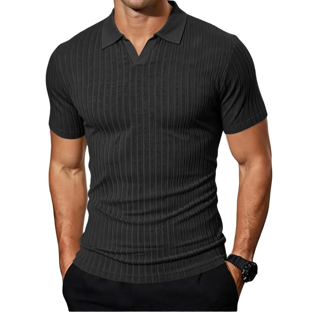 Men's Casual Short Sleeve T-Shirt with Collar, Breathable Shirt for Summer Everyday Wear