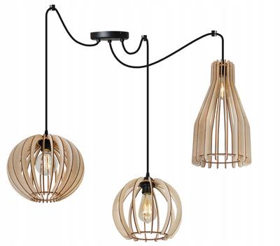 MODERN WOODEN CEILING HANGING LAMP MIX LED