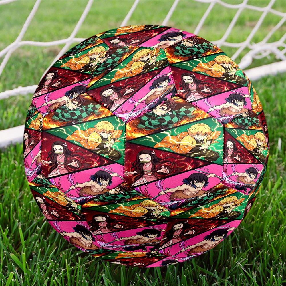 Demon Slayer Print Size 5 Soccer Ball, Standard Match Football for Sports Game and Team Practice, Ideal Gift for Soccer Fans