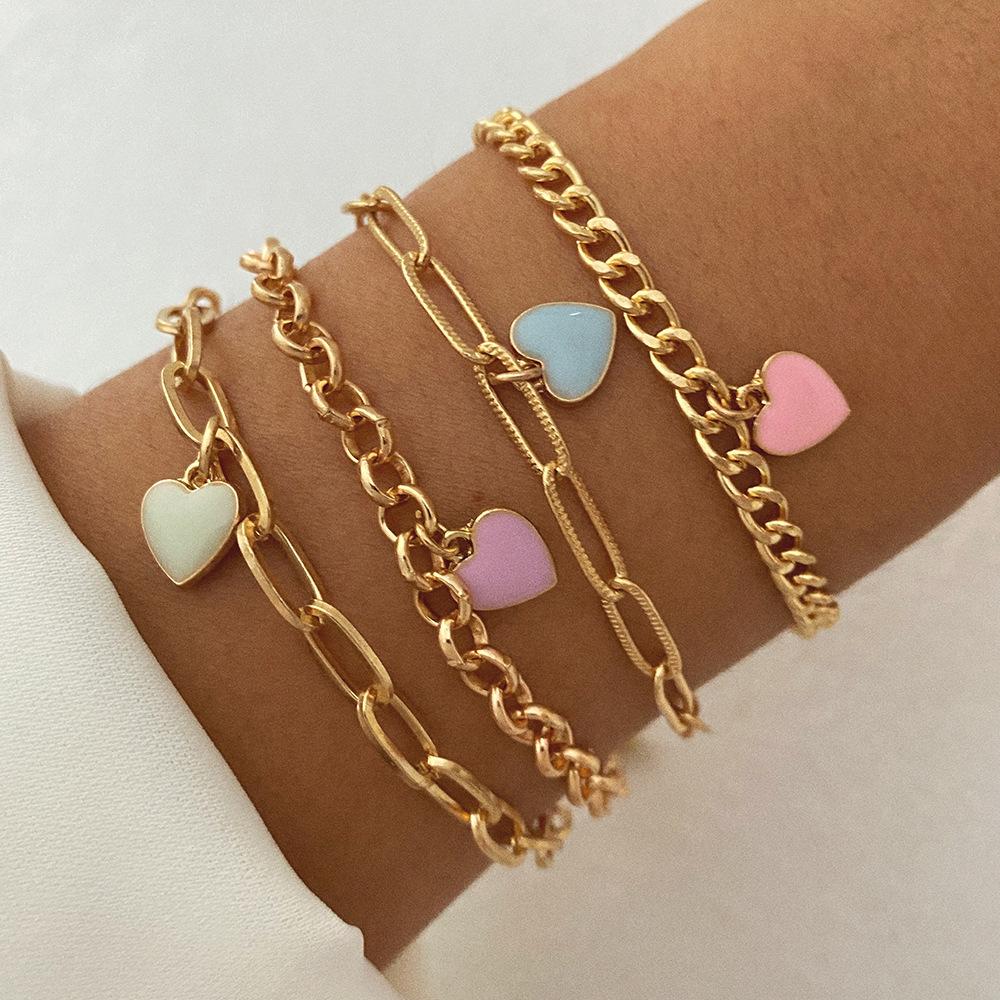 Retro Thick Chain Personalized Bracelet Mixed and Matched Open Bracelet Bracelet Bracelet Stacked Wearing Wind Set Bracelet