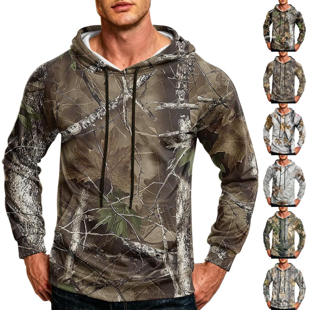 Men's Printed Loose Fit Casual Hoodie with Pocket and Drawstring